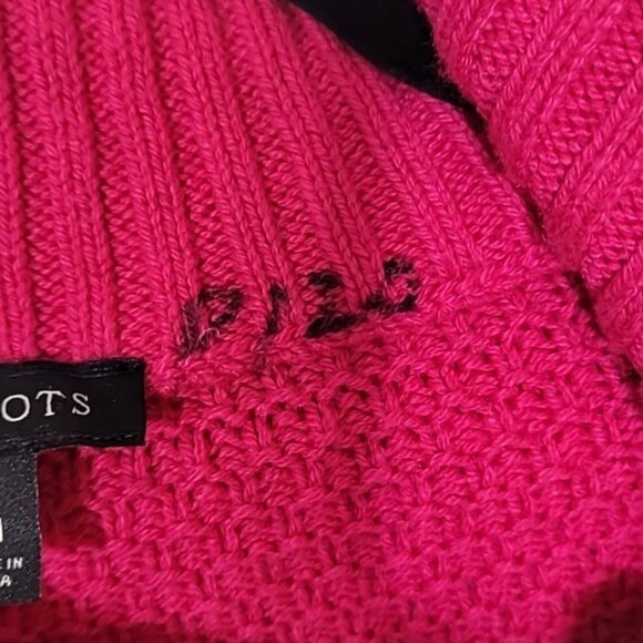Talbots Chunky Knit Button Up Cardigan Size M Pink Johnny Collar Wool Blend - Picture 5 of 12